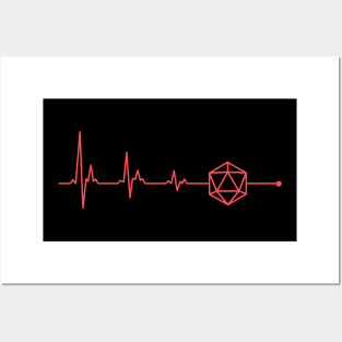 Polyhedral D20 Dice Heartbeat TRPG Tabletop RPG Gaming Addict Posters and Art